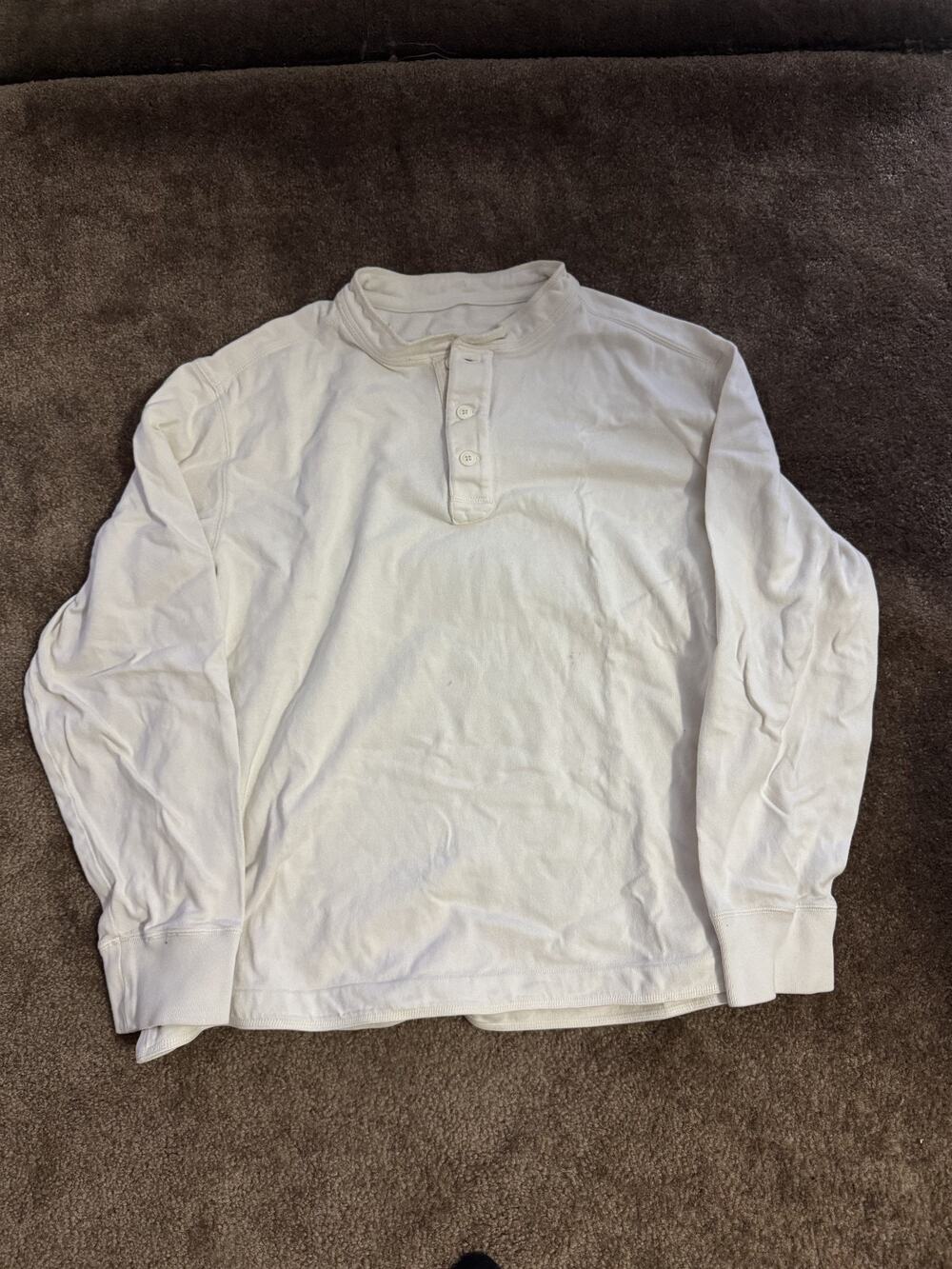 Eddie Bauer Sport Shop Long Sleeve Henley (White, XL)